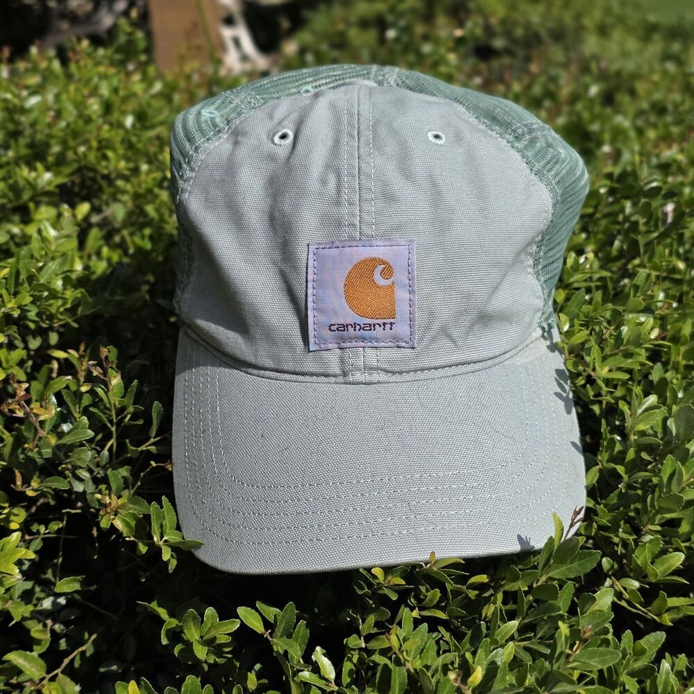 Carhartt Logo Patch Trucker Hat Mesh Sea Pine Green Sage